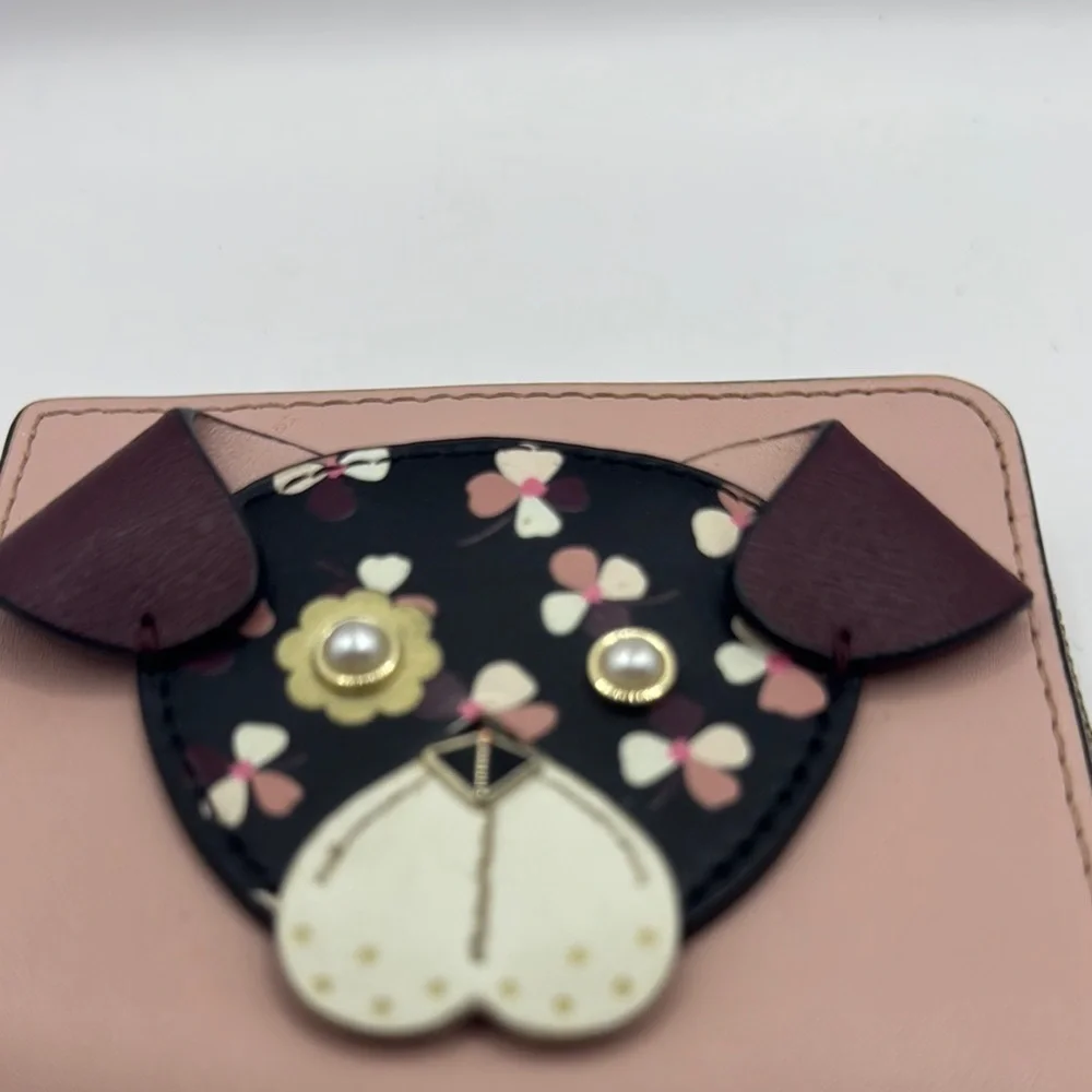 Kate Spade novelty floral pup small L zip wallet